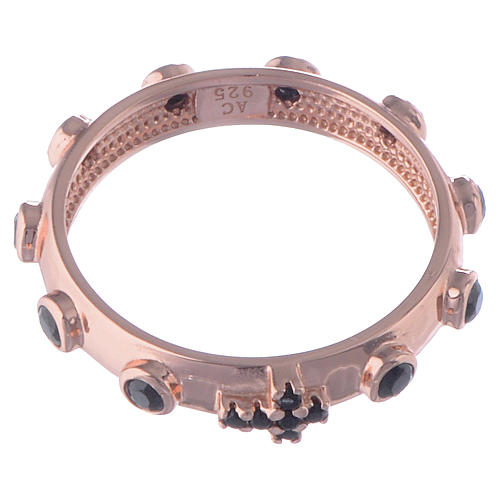 Rosary Ring AMEN rosè silver 925, black zircons 2
