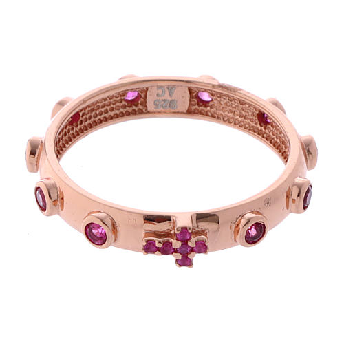 Rosary Ring AMEN rosè silver 925, red zircons 2