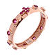 Rosary Ring AMEN rosè silver 925, red zircons s1