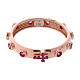 Rosary Ring AMEN rosè silver 925, red zircons s2