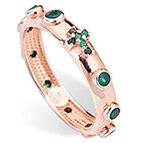 Rosary Ring AMEN rosè silver 925, green zircons 2