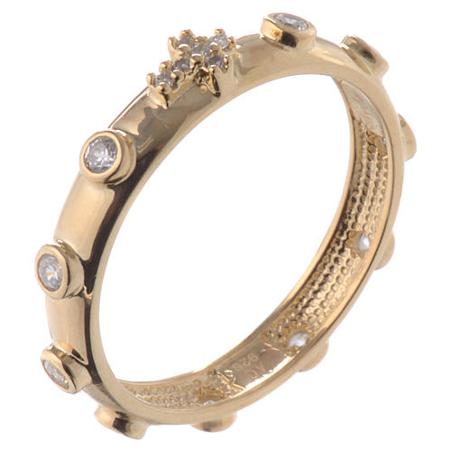 Rosary Ring AMEN gilded silver 925, white zircons 1