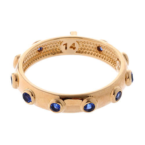 Rosary Ring AMEN gilded silver 925, blue zircons 3