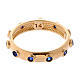 Rosary Ring AMEN gilded silver 925, blue zircons s3