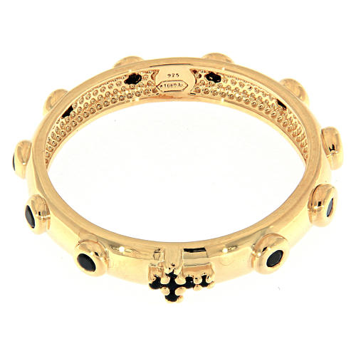 Zehner-Ring AMEN vergoldeten Silber 925 schwarzen Zirkonen 2