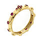 Rosary Ring AMEN gilded silver 925, red zircons s1