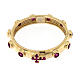 Rosary Ring AMEN gilded silver 925, red zircons s2