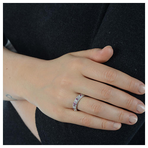 Anello decina AMEN arg 925 rodiato zirc rossi Rodio 4