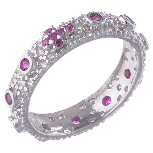 Anello decina AMEN arg 925 rodiato zirc rossi Rodio 1