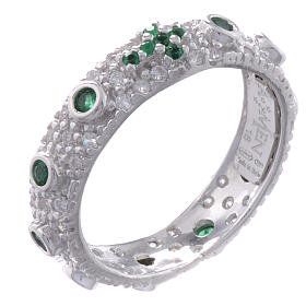 Ten-Beads AMEN rhodium-plated silver 925, green zircons