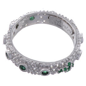 Ten-Beads AMEN rhodium-plated silver 925, green zircons