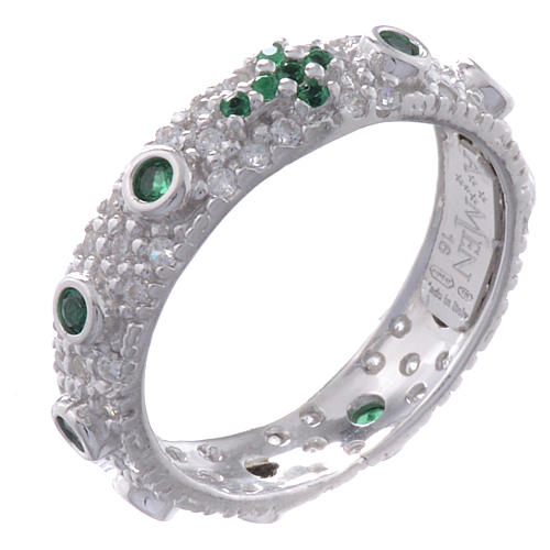 Ten-Beads AMEN rhodium-plated silver 925, green zircons 1