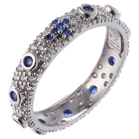 Ten-Beads AMEN rhodium-plated silver 925, blue zircons