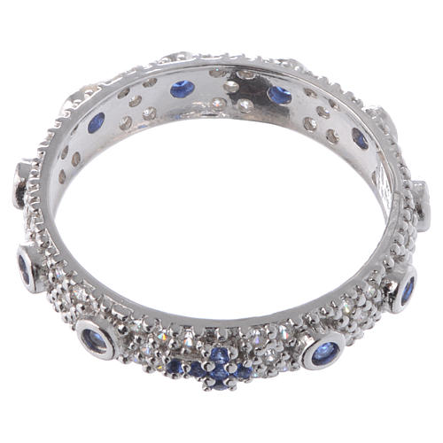 Ten-Beads AMEN rhodium-plated silver 925, blue zircons 2
