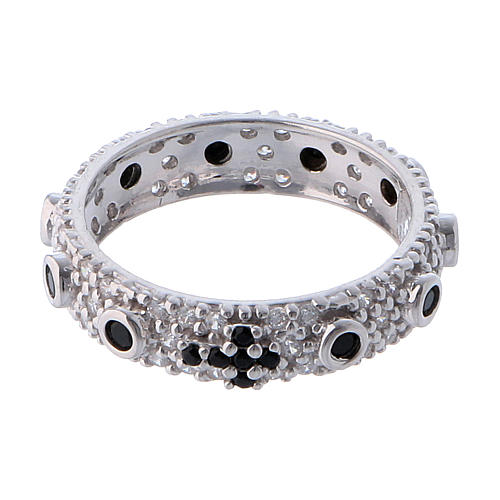 Anello decina AMEN arg 925 rodiato zirc neri Rodio 2
