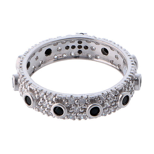 Anello decina AMEN arg 925 rodiato zirc neri Rodio 3