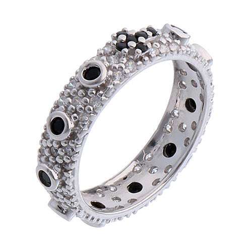 Ten-Beads AMEN rhodium-plated silver 925, black zircons