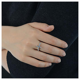 Bague AMEN croix argent 925 blanc zircons blancs s5