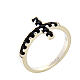 Ring AMEN Cross white silver 925, black zircons s1