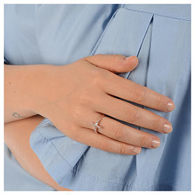 Anillo AMEN cruz plata 925 rosado circones blancos s4