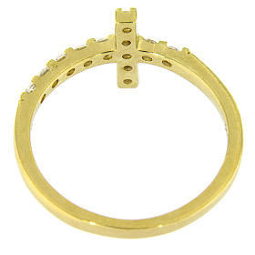 Ring von AMEN mit Kreuz aus vergoldetem 925er Silber mit weißen Zirkonen s6