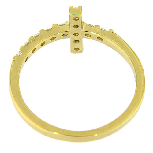 Ring von AMEN mit Kreuz aus vergoldetem 925er Silber mit weißen Zirkonen 12