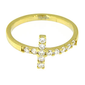 Bague AMEN croix argent 925 doré zircons blancs s11