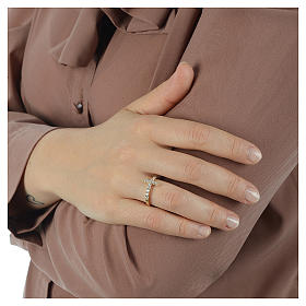 Bague AMEN croix argent 925 doré zircons blancs s3