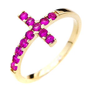 Anello AMEN croce arg 925 dorato zirconi neri