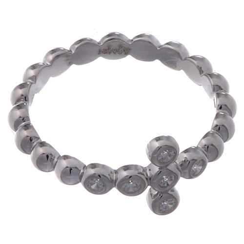 AMEN Beads Ring White silver 925, white zircons 2
