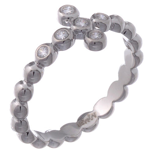 AMEN Beads Ring White silver 925, white zircons 1