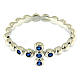 AMEN Beads Ring White silver 925, blue zircons s2