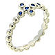 AMEN Beads Ring White silver 925, blue zircons s1
