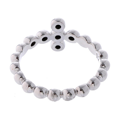 AMEN Beads Ring White silver 925, black zircons 3