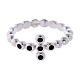 AMEN Beads Ring White silver 925, black zircons s2