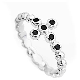 Anillo AMEN modelo Boules plata 925 con circones negros s2