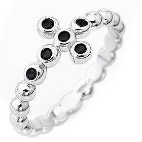 Anello AMEN Boules arg 925 Bianco zirconi neri s1