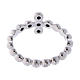 AMEN Beads Ring White silver 925, black zircons s3