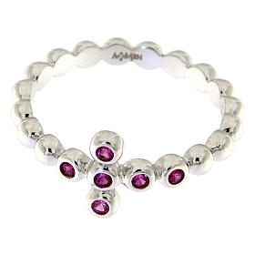 Ring AMEN Kügelchen aus 925er Silber mit violetten Zirkonen
