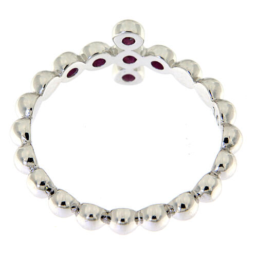 AMEN Beads Ring White silver 925, red zircons 4