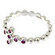 AMEN Beads Ring White silver 925, red zircons s3