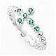 AMEN Beads Ring White silver 925, green zircons s2