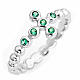 AMEN Beads Ring White silver 925, green zircons s1