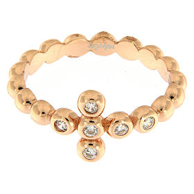 AMEN Beads Ring Rosè silver 925, white zircons