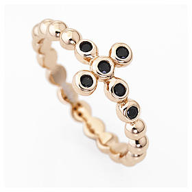 AMEN Beads Ring Rosè silver 925, black zircons