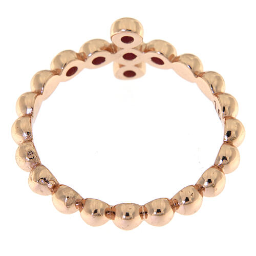 AMEN Beads Ring Rosè silver 925, red zircons 4