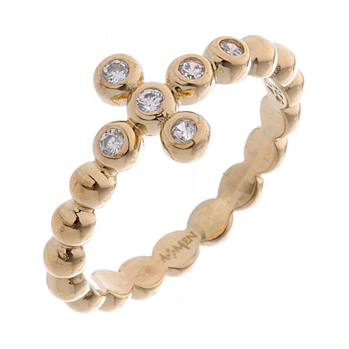 AMEN Beads Ring gilded silver 925, white zircons 1