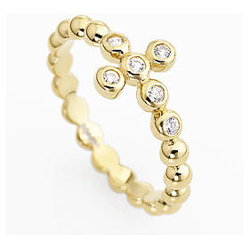 Anello AMEN Boules arg 925 dorato zirconi bianco s2