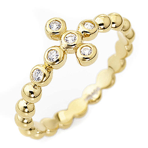 Anello AMEN Boules arg 925 dorato zirconi bianco 1