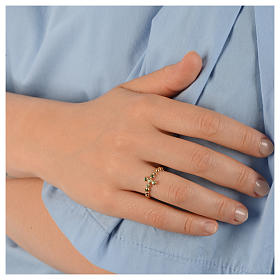 Anillo AMEN modelo Boules plata 925 dorado con circones verdes s4